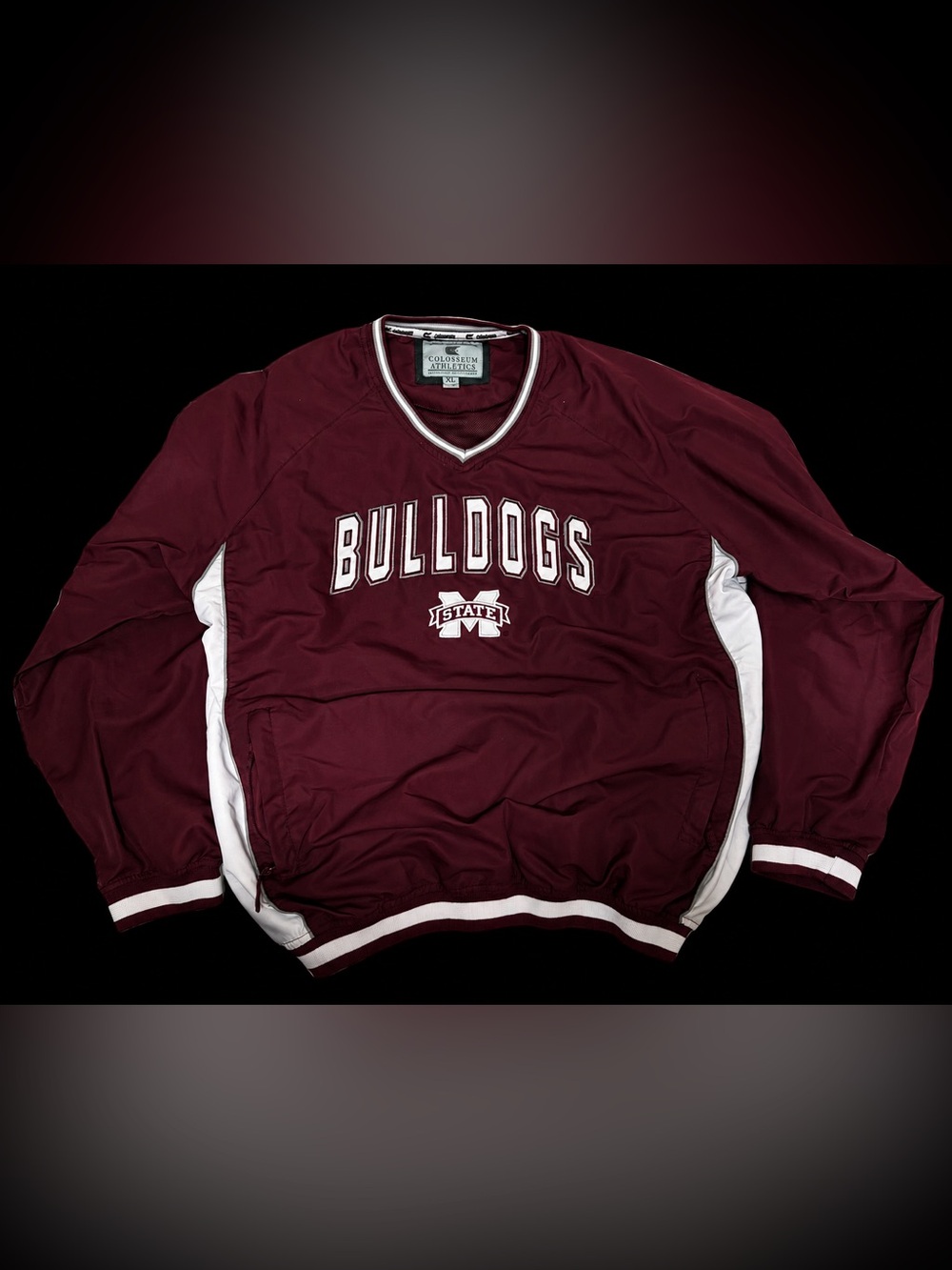Vintage Coliseum Athletics Mississippi State Bulldogs Burgundy Windbreaker.